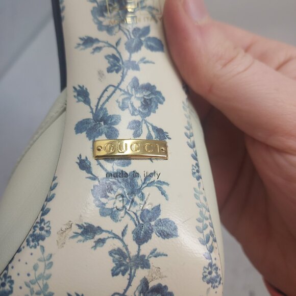 Gucci Sackville White Web Bow Heel Mule Shoe - Picture 5 of 13